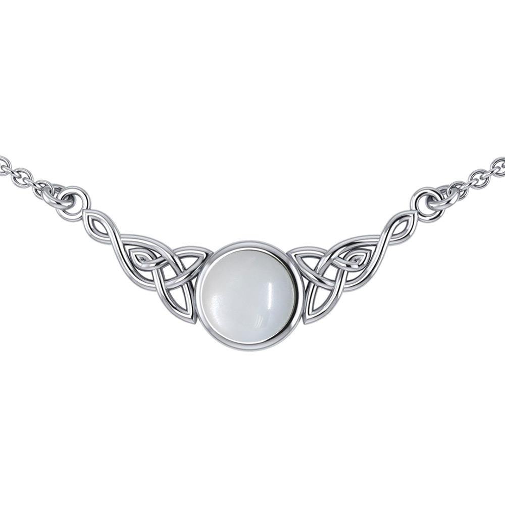 Wear the gift of interconnectedness ~ Celtic Knotwork Sterling Silver Necklace with a Gemstone centerpiece TN224