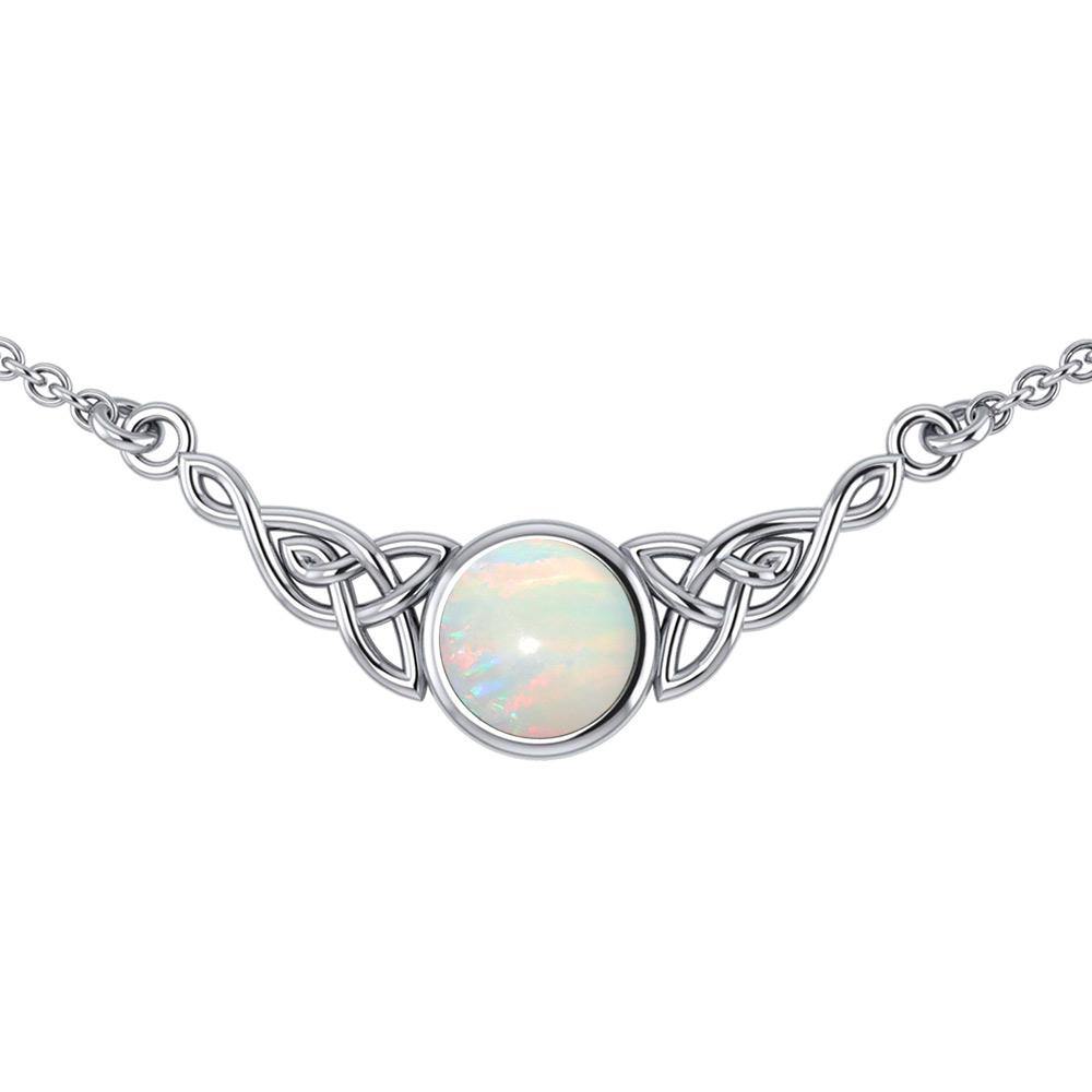 Wear the gift of interconnectedness ~ Celtic Knotwork Sterling Silver Necklace with a Gemstone centerpiece TN224