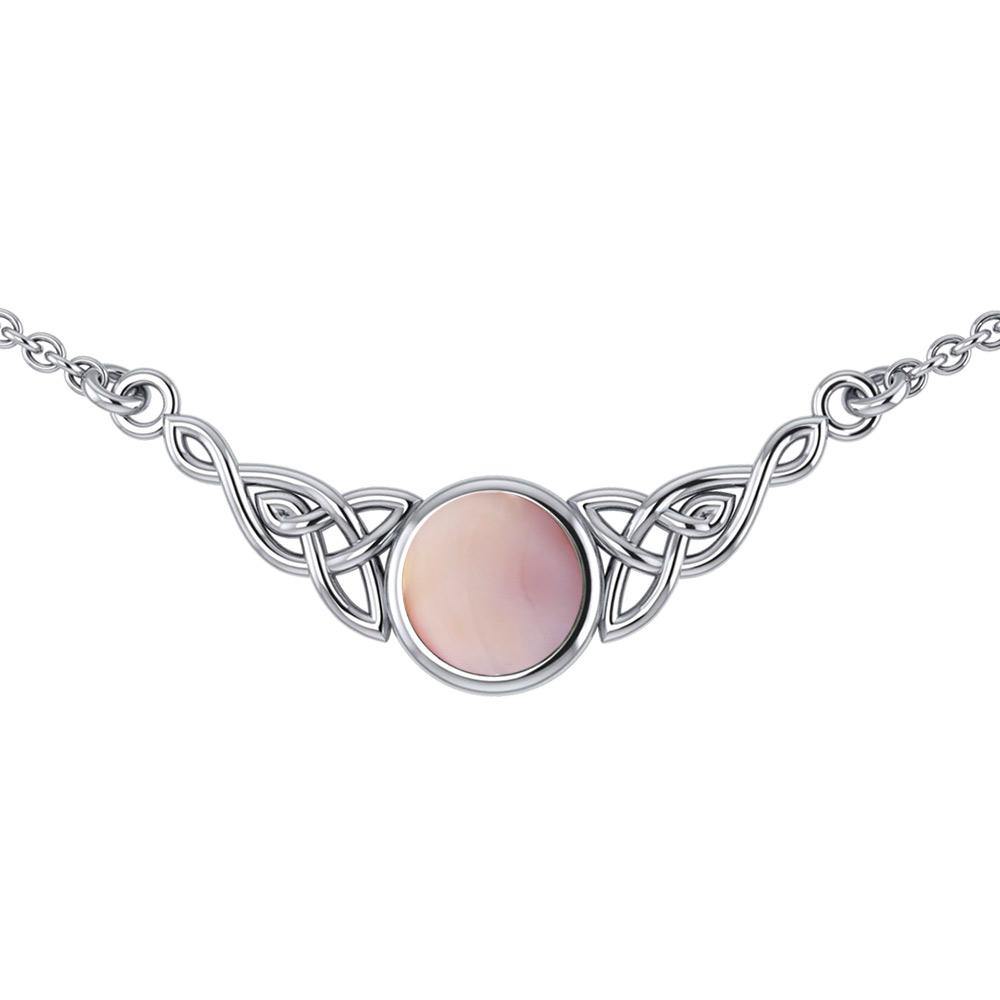 Wear the gift of interconnectedness ~ Celtic Knotwork Sterling Silver Necklace with a Gemstone centerpiece TN224