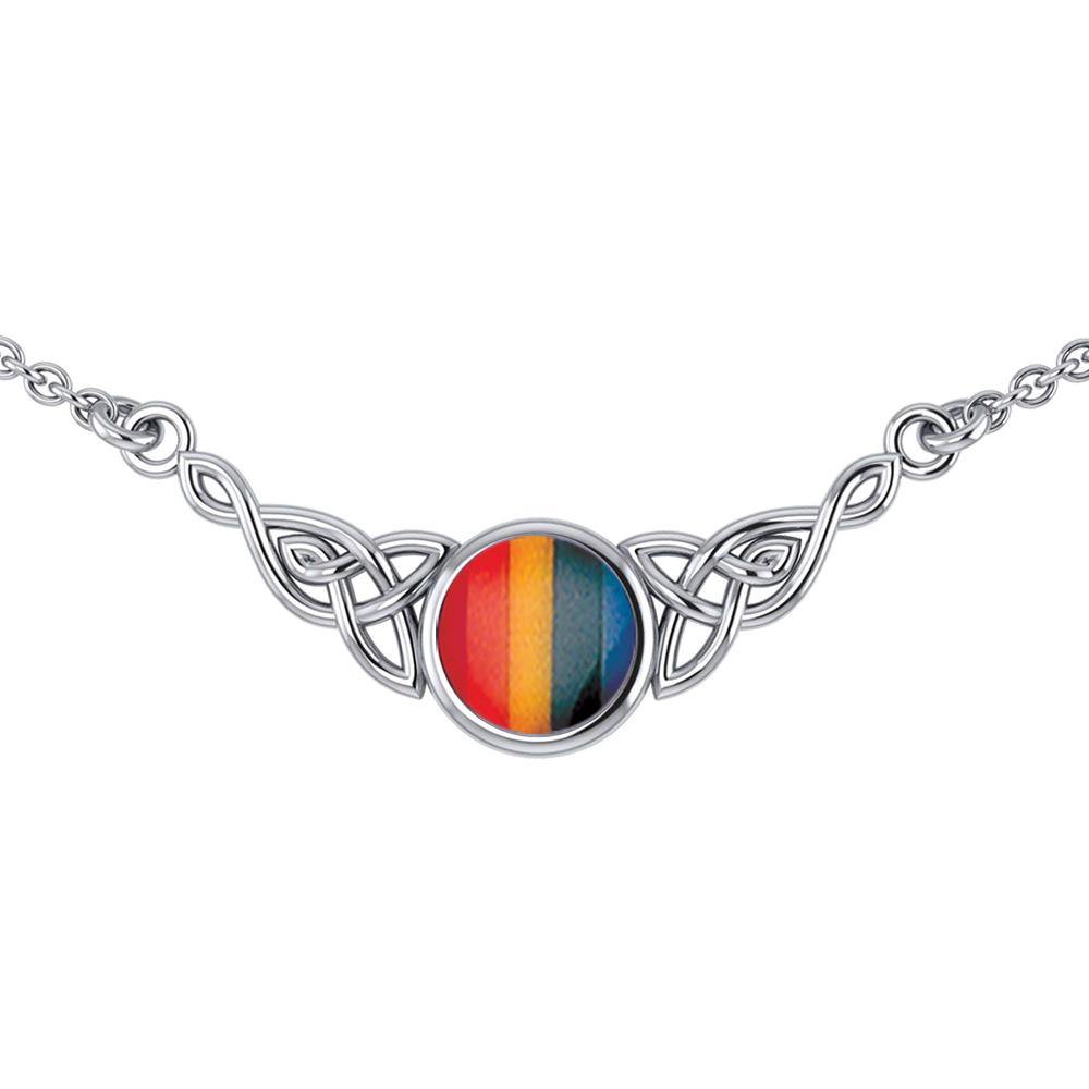 Wear the gift of interconnectedness ~ Celtic Knotwork Sterling Silver Necklace with a Gemstone centerpiece TN224