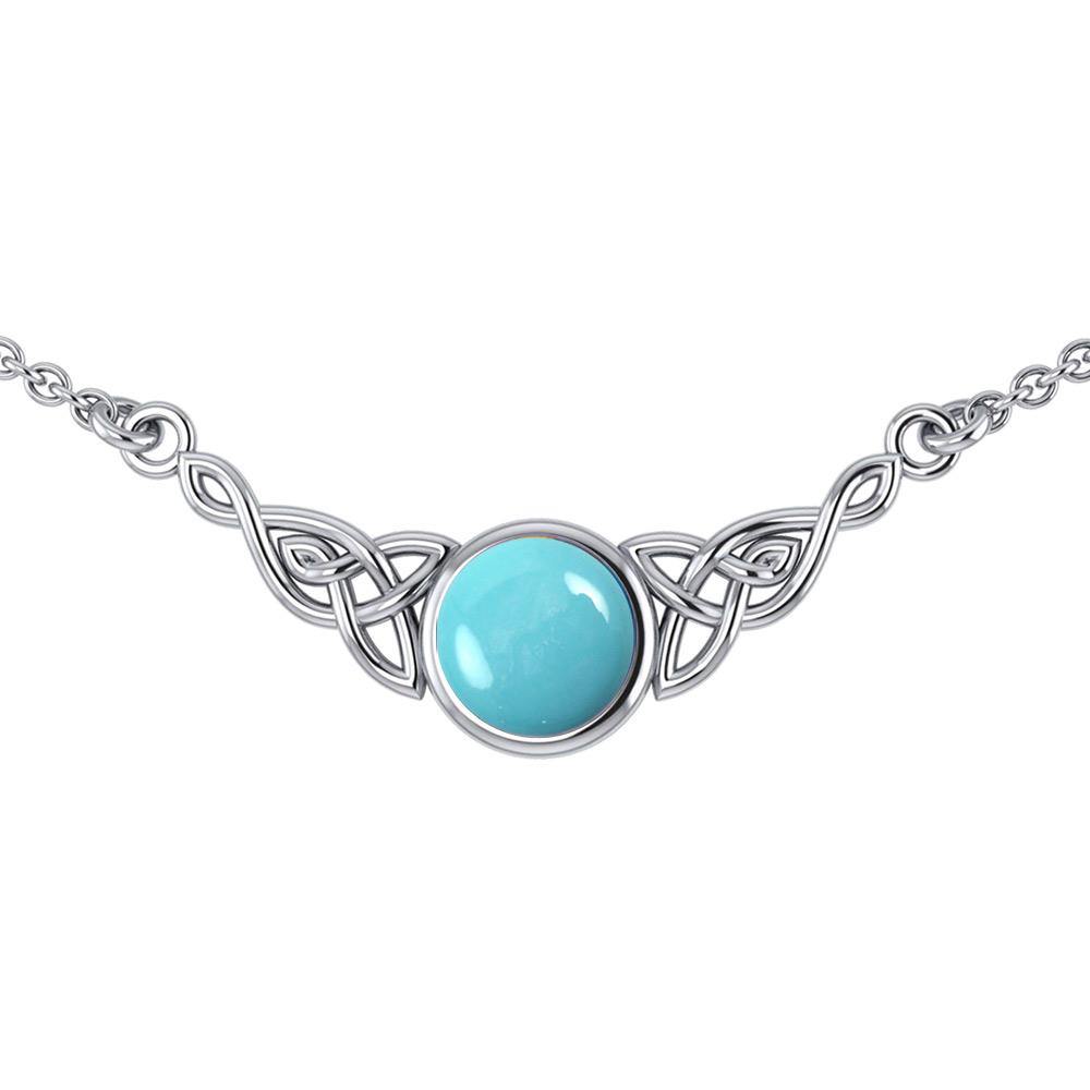 Wear the gift of interconnectedness ~ Celtic Knotwork Sterling Silver Necklace with a Gemstone centerpiece TN224