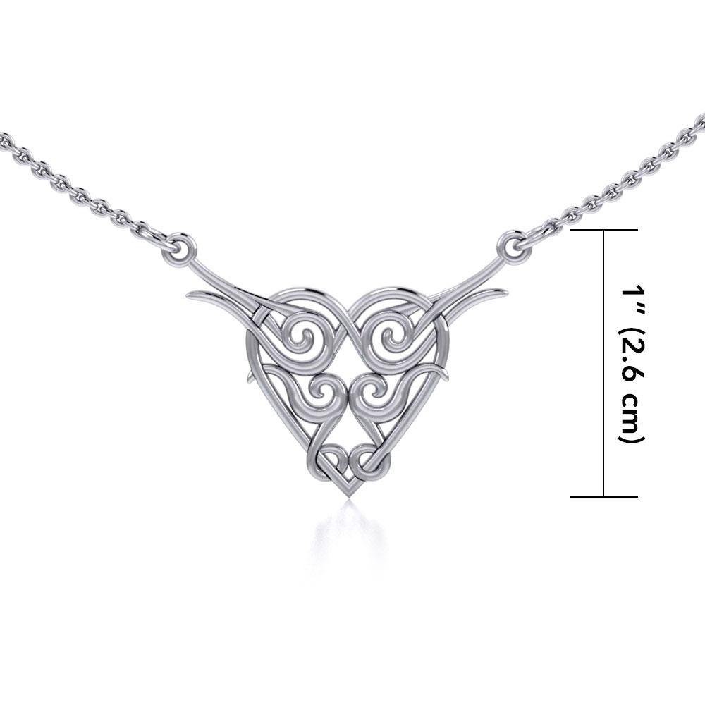 Celtic Spiral Silver Heart Necklace TN276