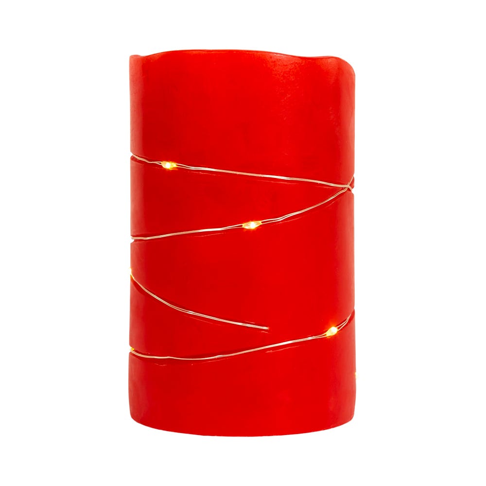 Flicker Flame Red Candle With Fairy Lights - 5 inch | Home & Living >> Candles >> Battery Operated | Wiccan Center
