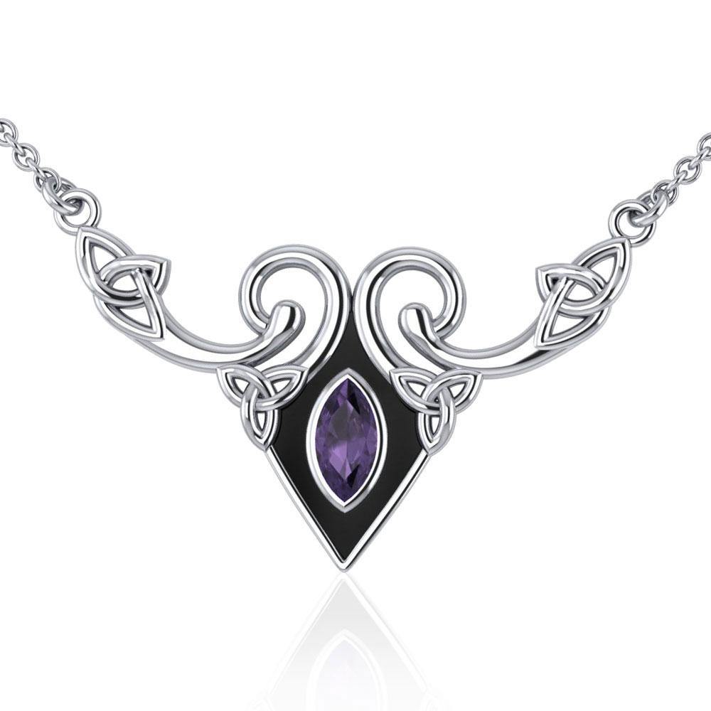 Celtic Triquetra Sterling Silver Necklace With Gemstones Pendant Timeless Gift Of Eternal Connection TNC159