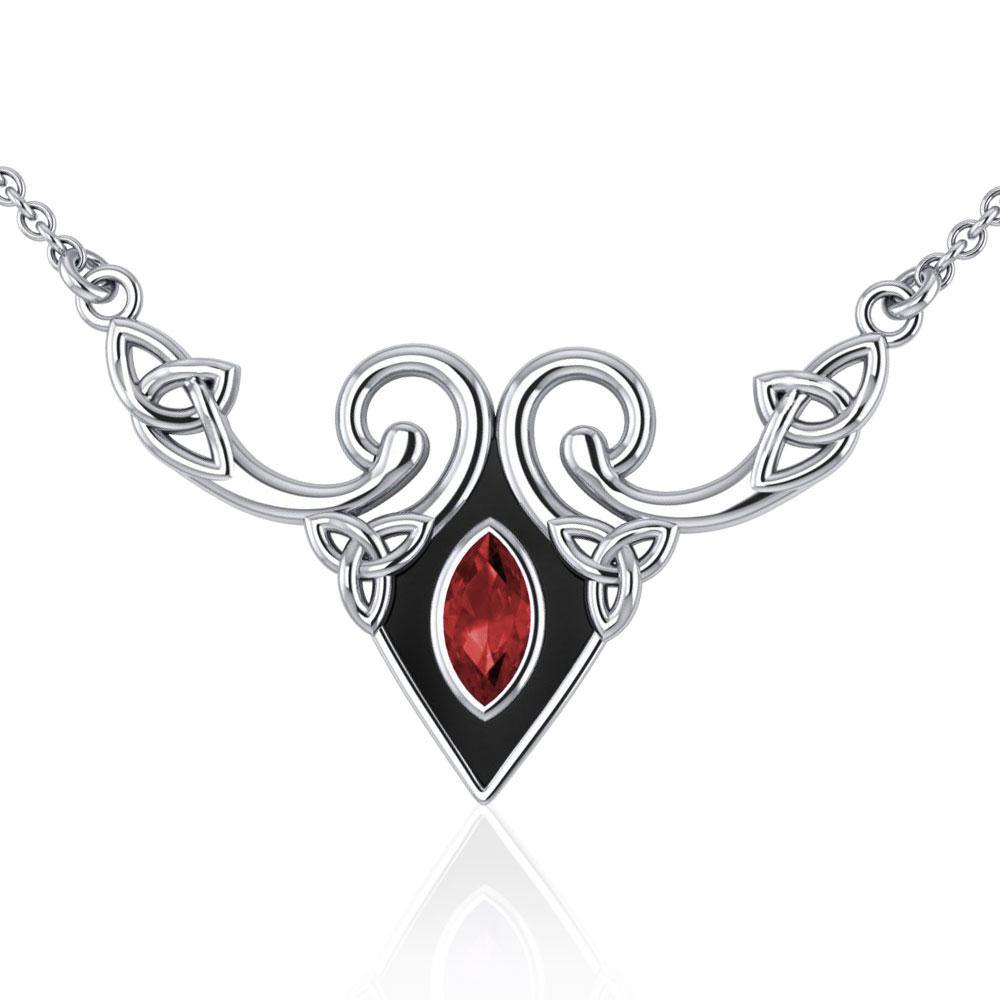 Celtic Triquetra Sterling Silver Necklace With Gemstones Pendant Timeless Gift Of Eternal Connection TNC159