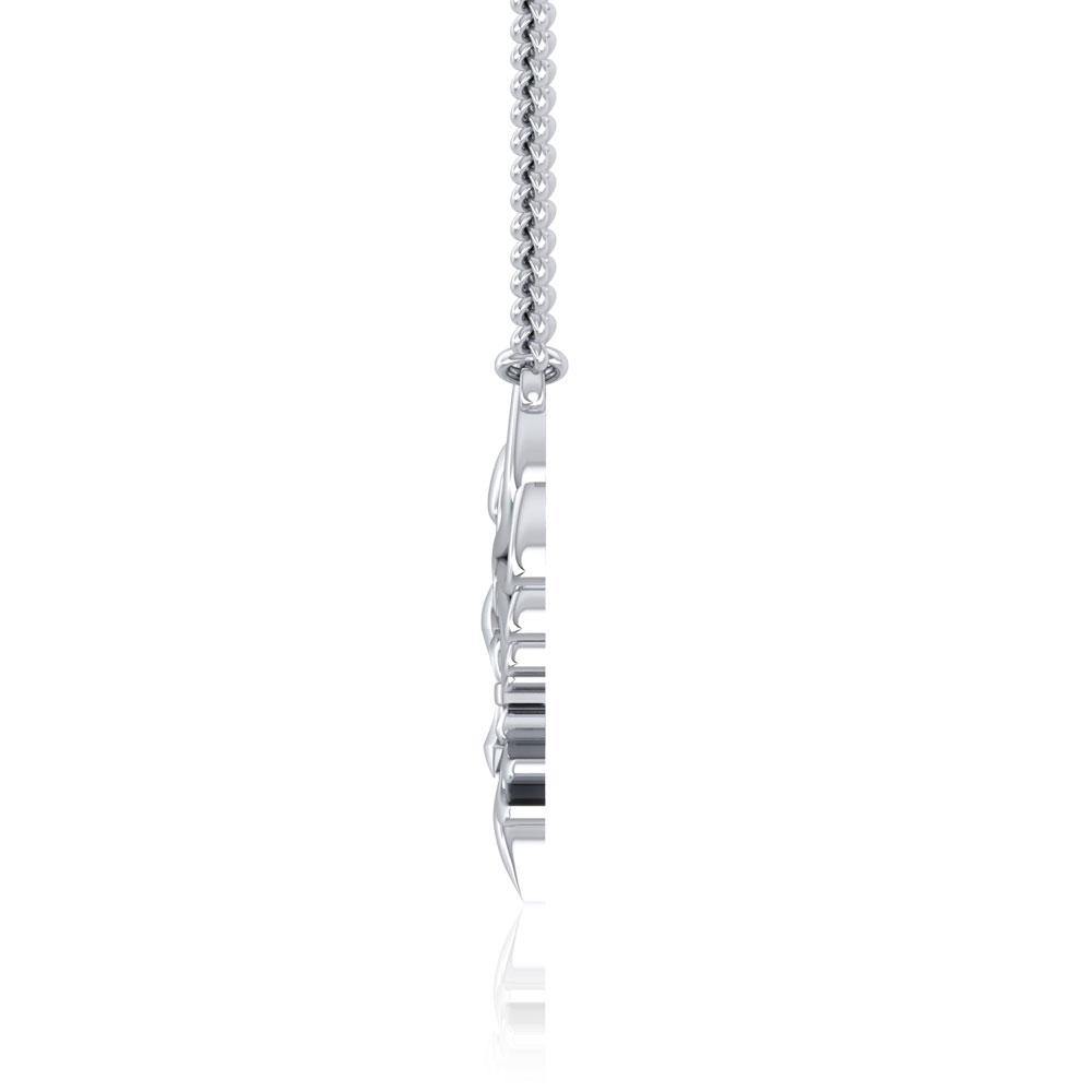 Phoenix With Fleur De Lis Sterling Silver Necklace TNC449 Peter Stone Fine Jewelry Collection