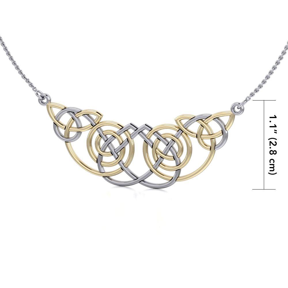 Celtic Knot Spiral Silver Necklace With Gold Accent Jewelry TNV002 Timeless Celtic Design Gift For Her