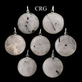 Tourmalated Quartz Round Cabochon Pendant with Silver Plating (4 Pieces) Size 1 Inch