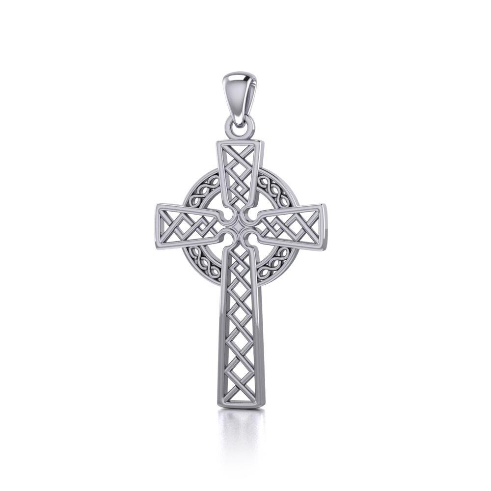 Modern Celtic Cross Sterling Silver Pendant TP1031