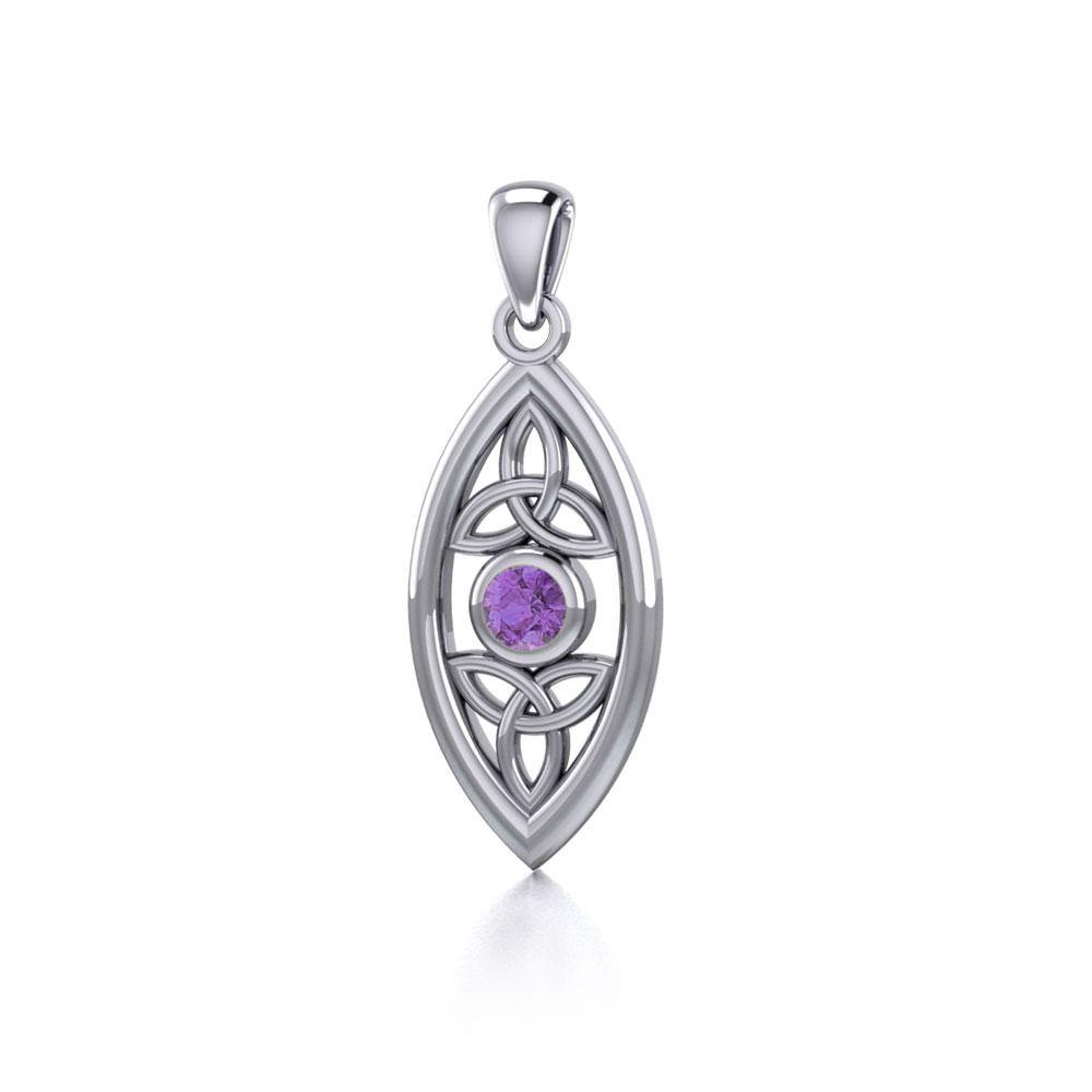 The everlasting power of the Holy Trinity ~ Celtic Triquetra Sterling Silver Pendant with Gemstone TP1147