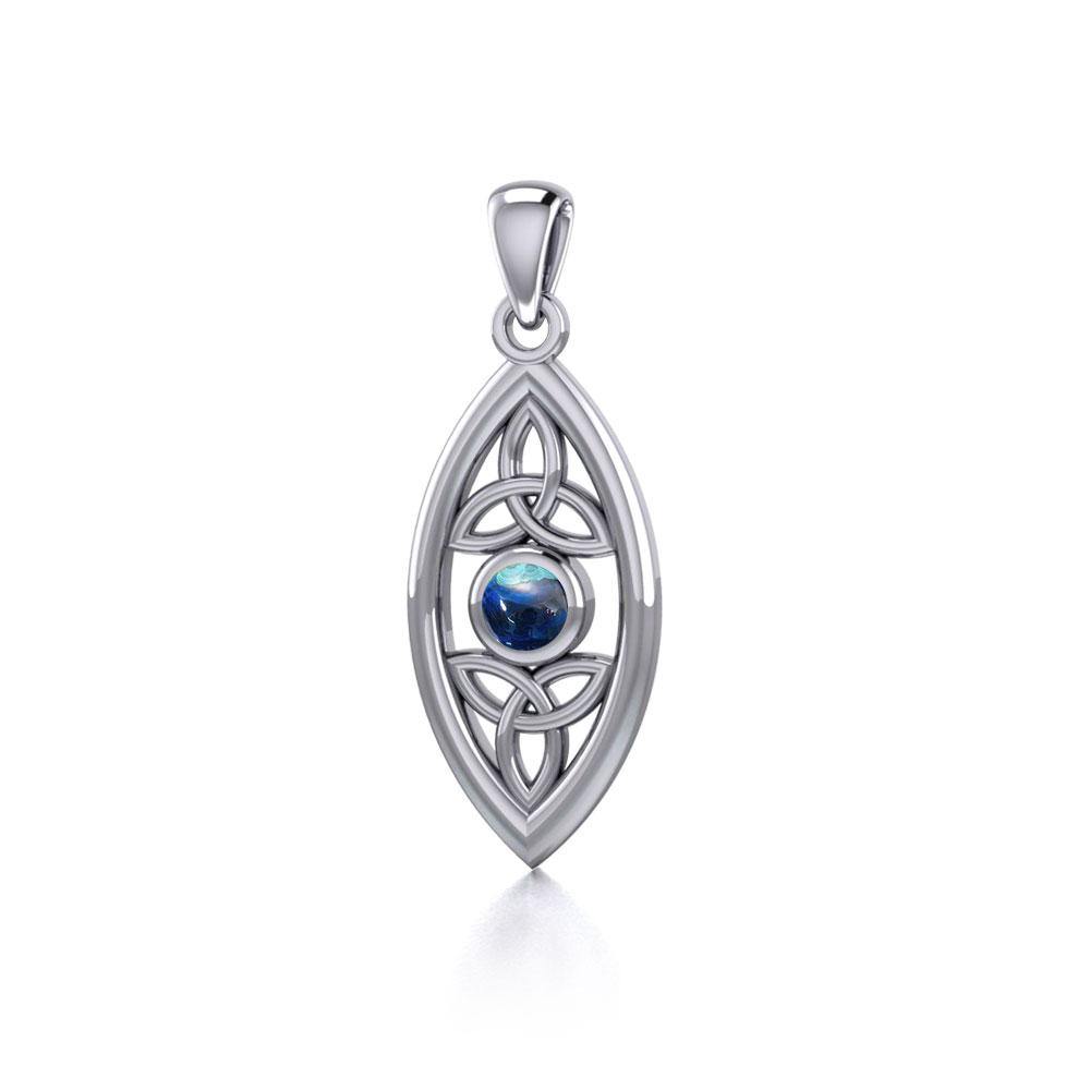 The everlasting power of the Holy Trinity ~ Celtic Triquetra Sterling Silver Pendant with Gemstone TP1147 | Pendant | Wiccan Center
