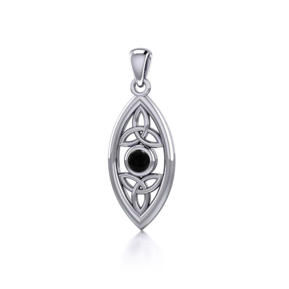 The everlasting power of the Holy Trinity ~ Celtic Triquetra Sterling Silver Pendant with Gemstone TP1147 | Pendant | Wiccan Center