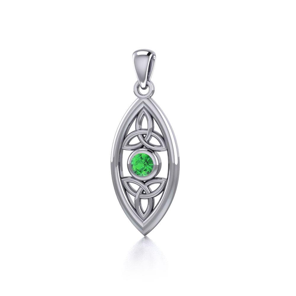 The everlasting power of the Holy Trinity ~ Celtic Triquetra Sterling Silver Pendant with Gemstone TP1147 | Pendant | Wiccan Center