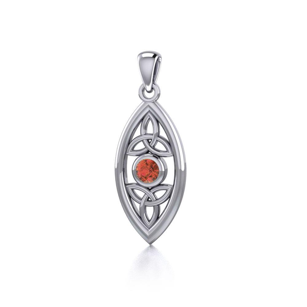 The everlasting power of the Holy Trinity ~ Celtic Triquetra Sterling Silver Pendant with Gemstone TP1147 | Pendant | Wiccan Center