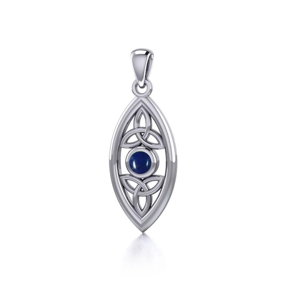 The everlasting power of the Holy Trinity ~ Celtic Triquetra Sterling Silver Pendant with Gemstone TP1147 | Pendant | Wiccan Center