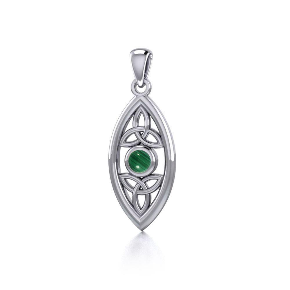 The everlasting power of the Holy Trinity ~ Celtic Triquetra Sterling Silver Pendant with Gemstone TP1147 | Pendant | Wiccan Center
