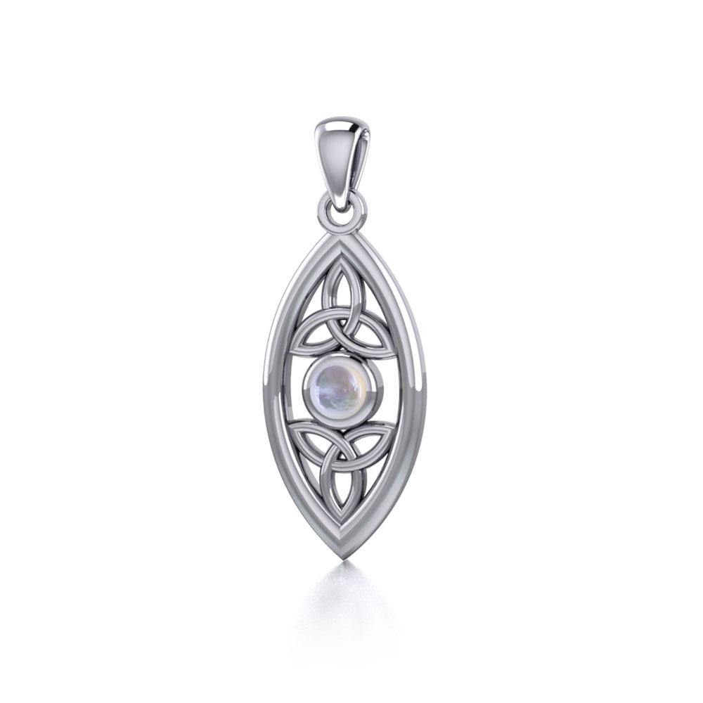 The everlasting power of the Holy Trinity ~ Celtic Triquetra Sterling Silver Pendant with Gemstone TP1147 | Pendant | Wiccan Center