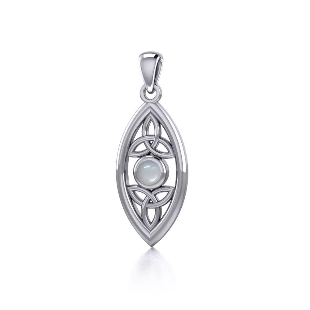 The everlasting power of the Holy Trinity ~ Celtic Triquetra Sterling Silver Pendant with Gemstone TP1147 | Pendant | Wiccan Center