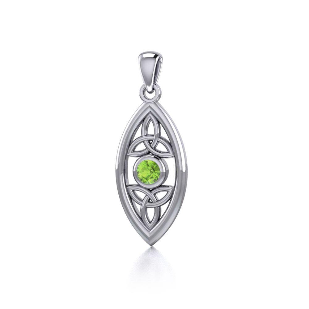 The everlasting power of the Holy Trinity ~ Celtic Triquetra Sterling Silver Pendant with Gemstone TP1147 | Pendant | Wiccan Center