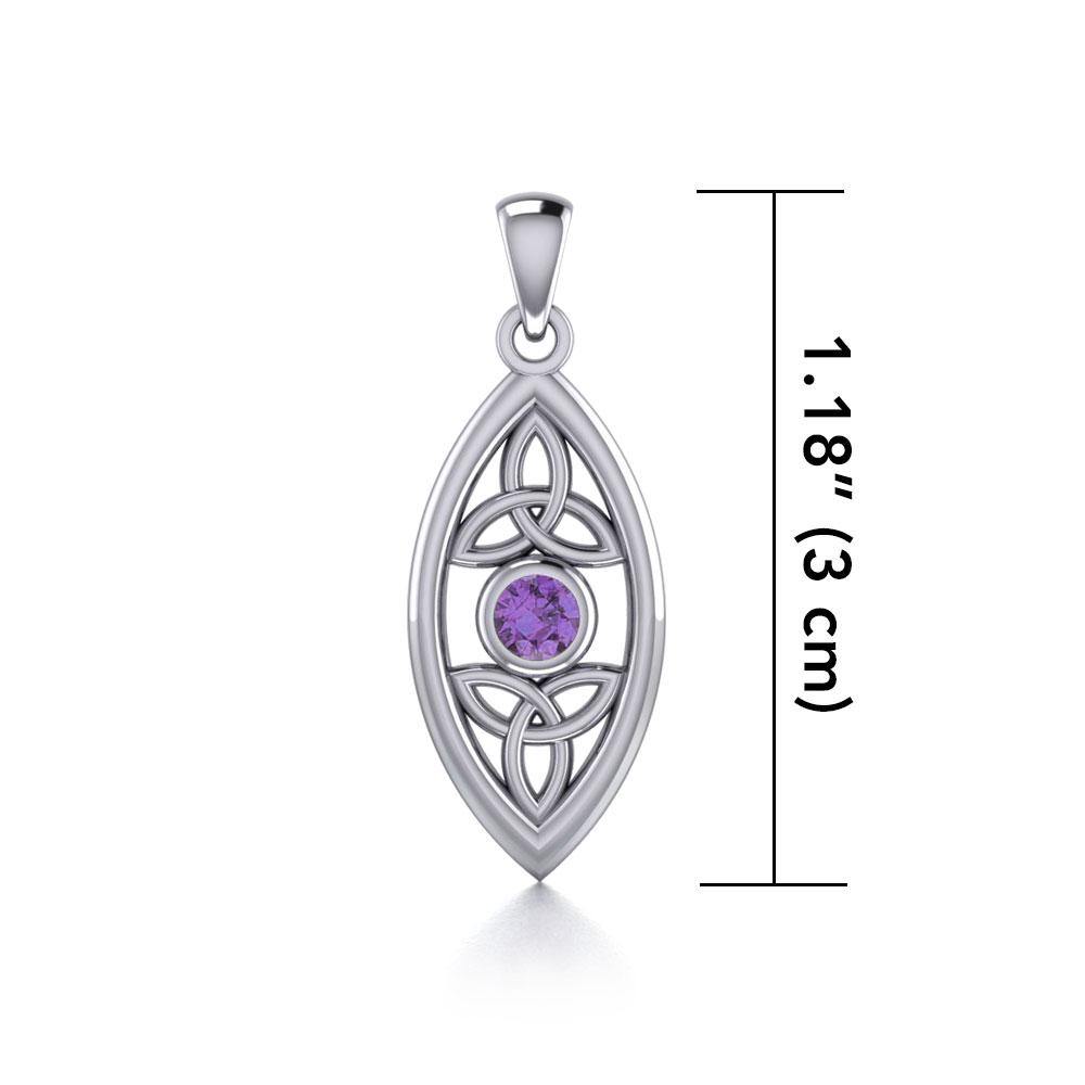 The everlasting power of the Holy Trinity ~ Celtic Triquetra Sterling Silver Pendant with Gemstone TP1147
