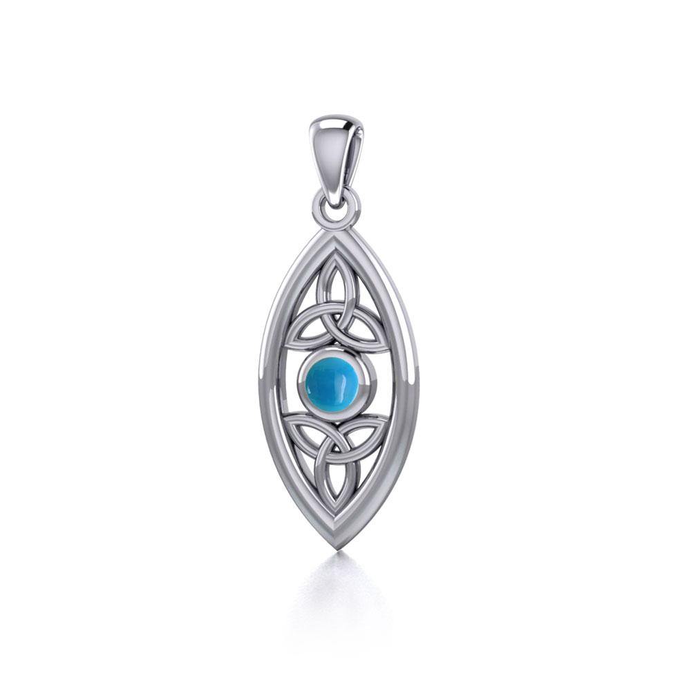 The everlasting power of the Holy Trinity ~ Celtic Triquetra Sterling Silver Pendant with Gemstone TP1147 | Pendant | Wiccan Center