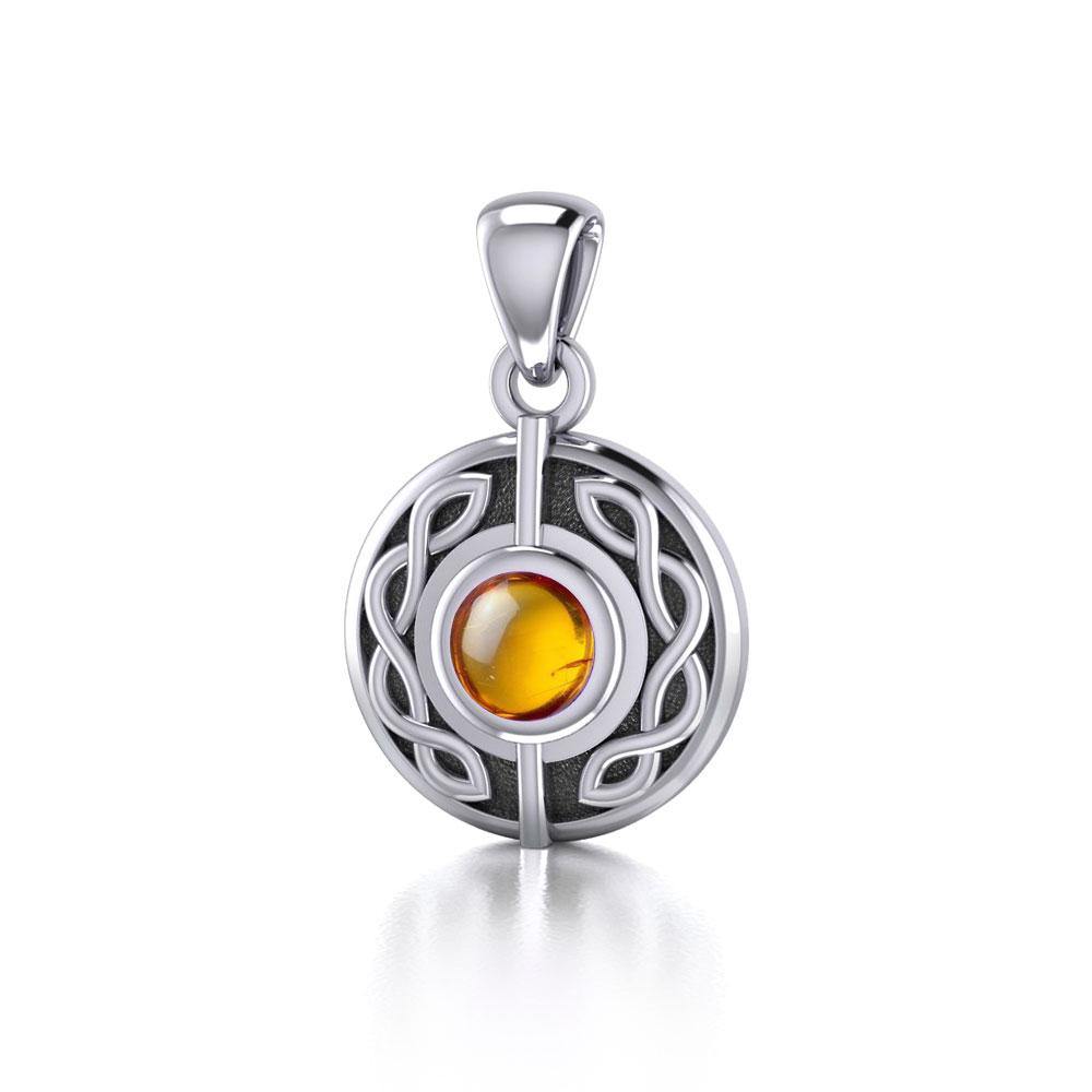 Celtic Knotwork Sterling Silver Pendant with Gemstone TP1176
