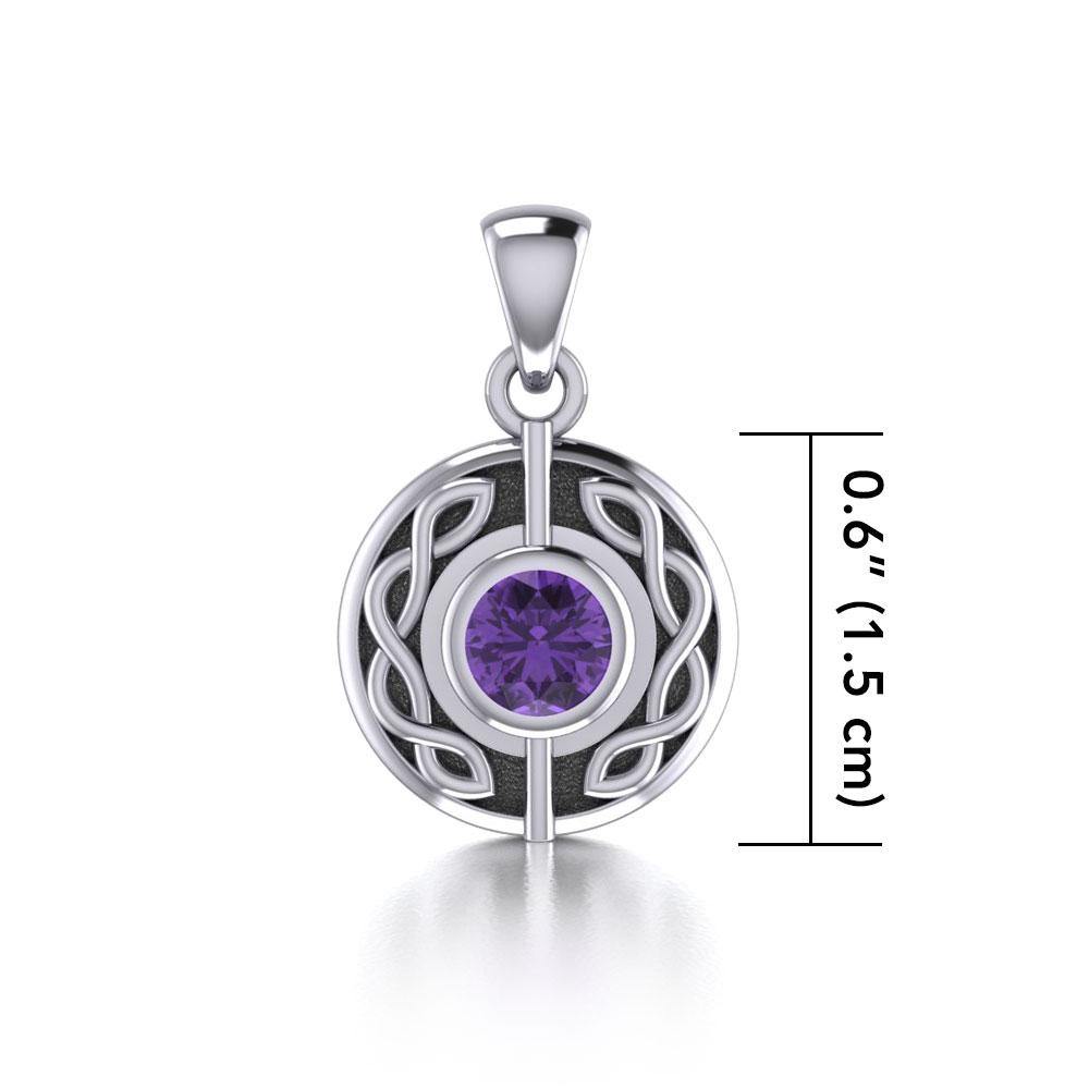 Celtic Knotwork Sterling Silver Pendant with Gemstone TP1176