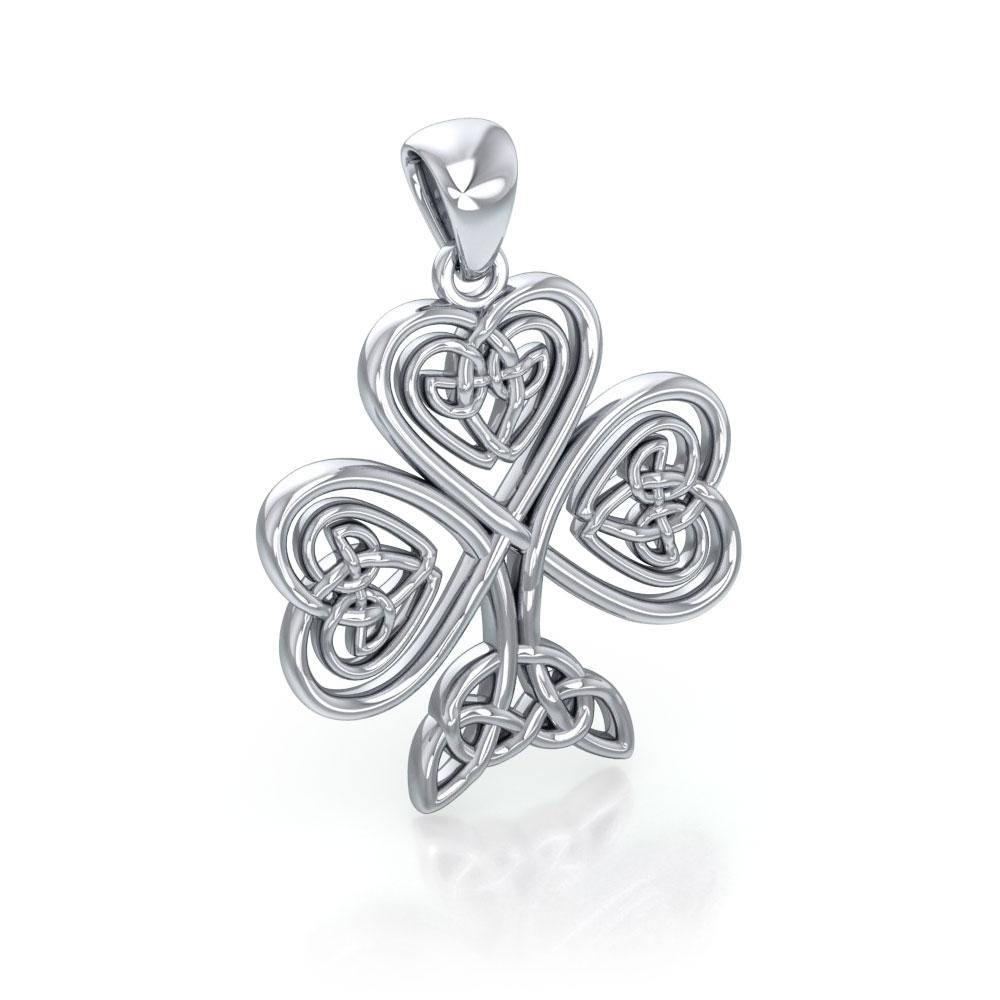 Celtic Knotwork Shamrock Sterling Silver Pendant by Courtney Davis TP3415