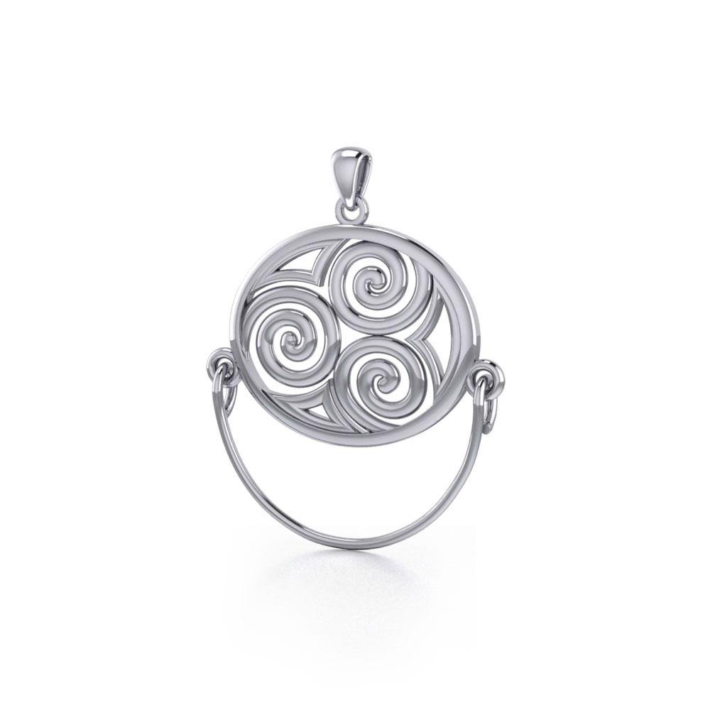 Celtic Triskele Sterling Silver Charm Holder Pendant TP921