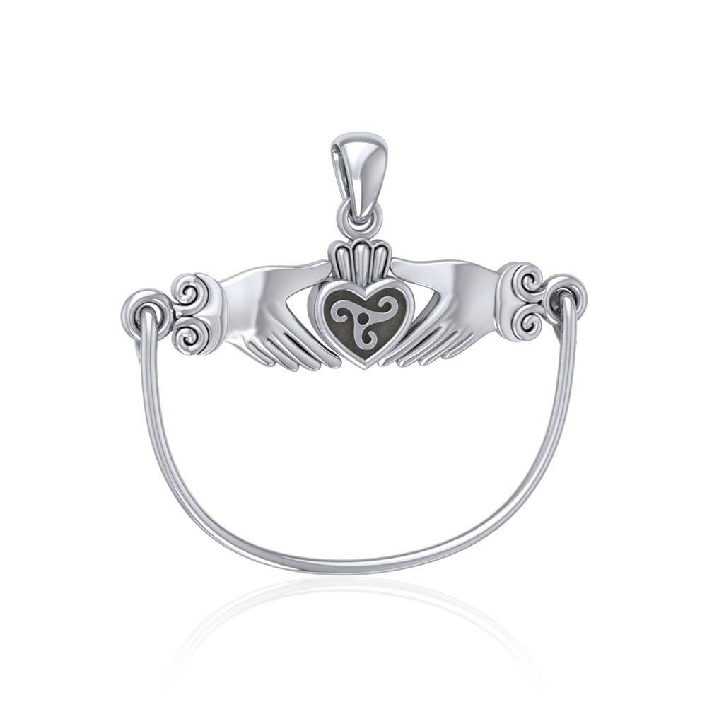 Celtic Triskele Claddagh Charm Holder Sterling Silver Pendant TP942
