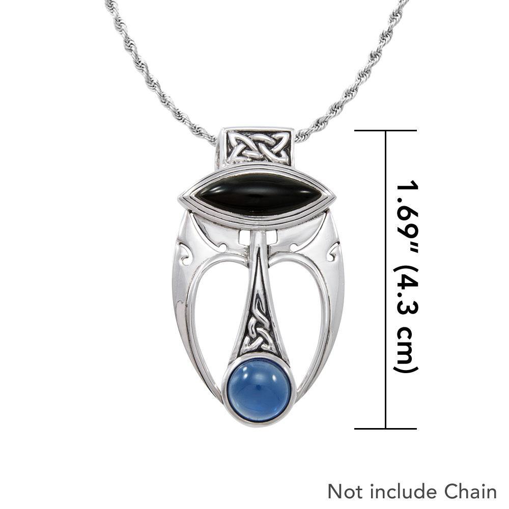 An elegant fusion of art ~ Sterling Silver Celtic Maori Pendant with Gemstone Centerpiece TPD1213
