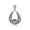 Celtic Knotwork Claddagh Sterling Silver Pendant TPD3034