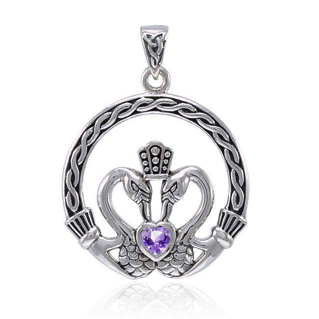 Celtic Swan Claddagh Sterling Silver Pendant TPD3608