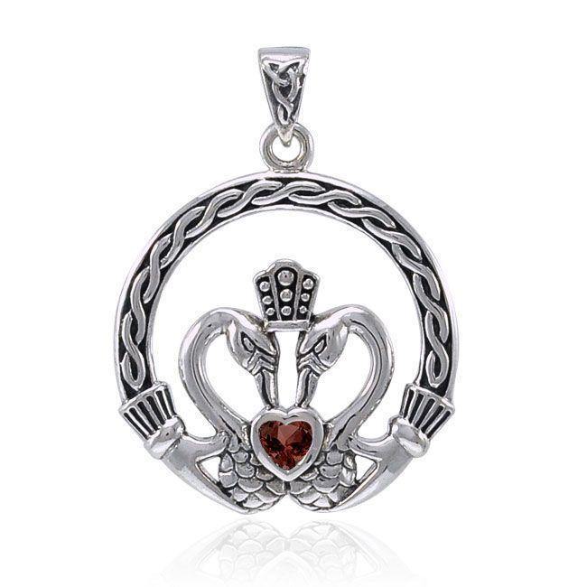 Celtic Swan Claddagh Sterling Silver Pendant TPD3608 | Pendant | Wiccan Center