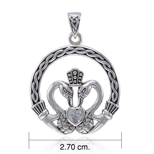 Celtic Swan Claddagh Sterling Silver Pendant TPD3608