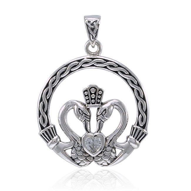 Celtic Swan Claddagh Sterling Silver Pendant TPD3608 | Pendant | Wiccan Center
