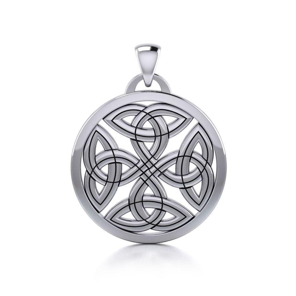 Celtic Trinity Quaternary Knot Sterling Silver Pendant TPD4631