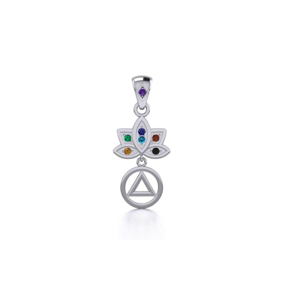 Lotus Recovery Chakra Sterling Silver Pendant with Gemstones TPD5094