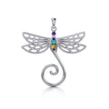 Dragonfly Sterling Silver Charm Holder Pendant with Chakra Gemstone TPD5097