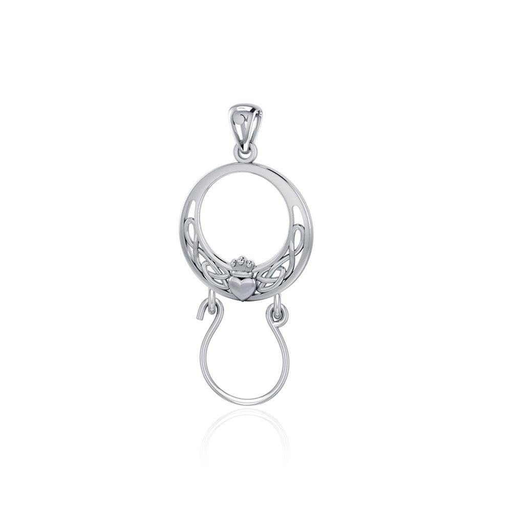 Celtic Claddagh Sterling Silver Charm Holder Pendant TPD5099