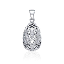 Teardrop Shape Scottish Thistle with Celtic knotwork Pendant TPD5164 | Pendant | Wiccan Center