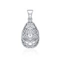 Teardrop Shape Celtic Claddagh Silver Pendant TPD5165