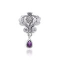 Renowned affirmation of Celtic tradition ~ Scottish Thistle Sterling Silver Pendant with Gemstone TPD687