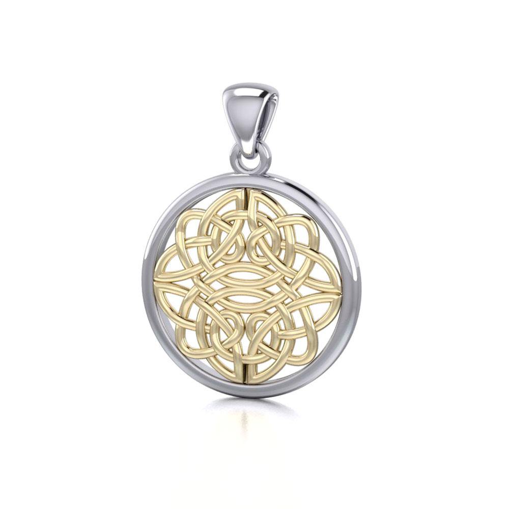 Celtic Knotwork Pendant In Sterling Silver With 14K Gold Accent For Everyday Elegance TPV153