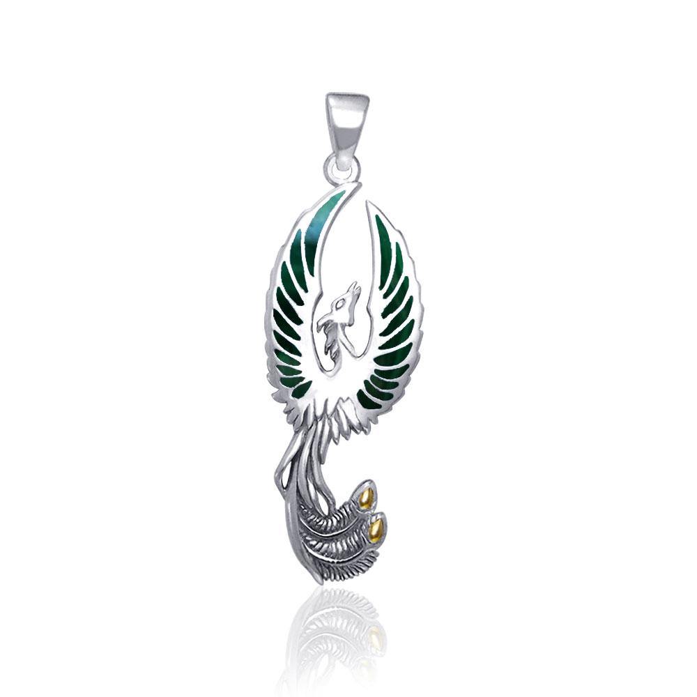 Phoenix Silver and 14K Gold Accent Pendant TPV2838 | Pendant | Wiccan Center