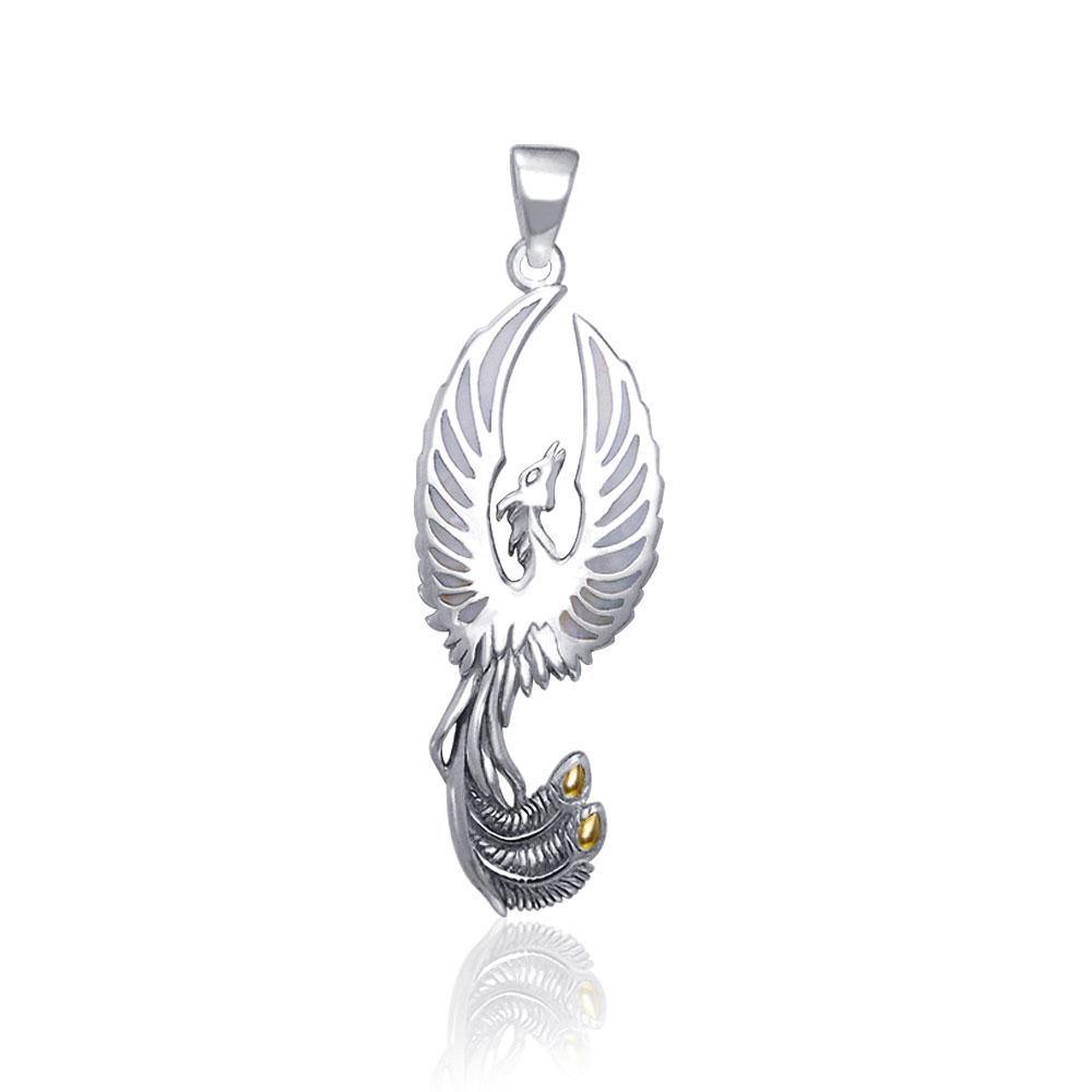 Phoenix Silver and 14K Gold Accent Pendant TPV2838 | Pendant | Wiccan Center