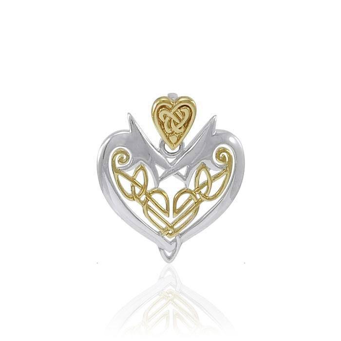 Joyous Heart Celtic Knotwork Silver and 14K Gold Accent Pendant By Courtney Davis TPV3444