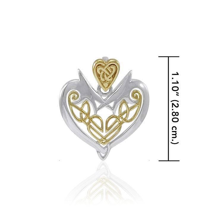 Joyous Heart Celtic Knotwork Silver and 14K Gold Accent Pendant By Courtney Davis TPV3444