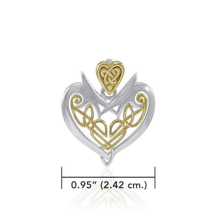 Joyous Heart Celtic Knotwork Silver and 14K Gold Accent Pendant By Courtney Davis TPV3444