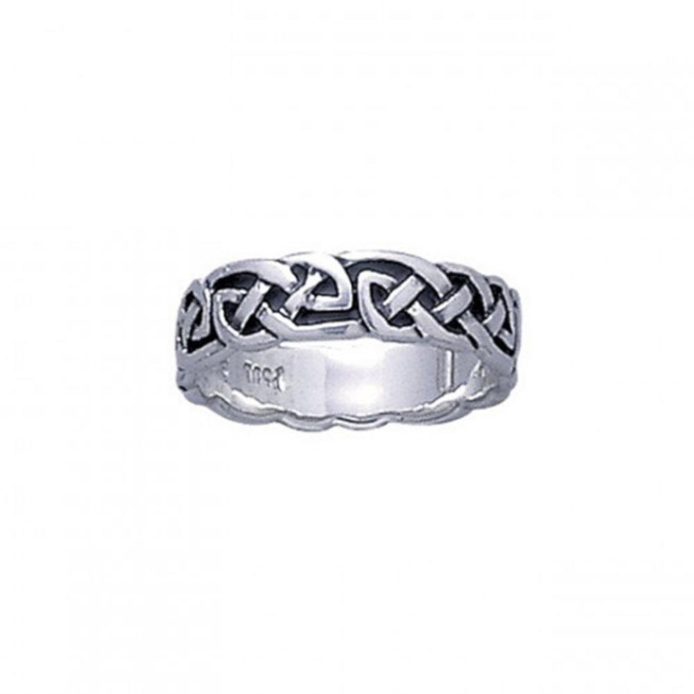 Finely Detailed Celtic Knotwork Sterling Silver Ring TR033